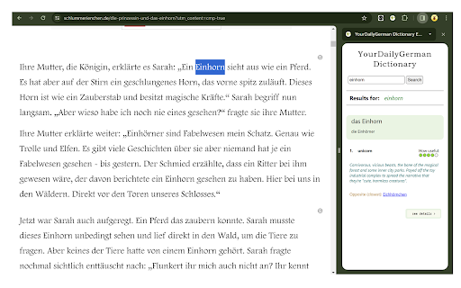 YourDailyGerman Dictionary Extension  from Chrome web store to be run with OffiDocs Chromium online