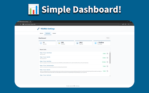 YOURLS Link Shortener  from Chrome web store to be run with OffiDocs Chromium online