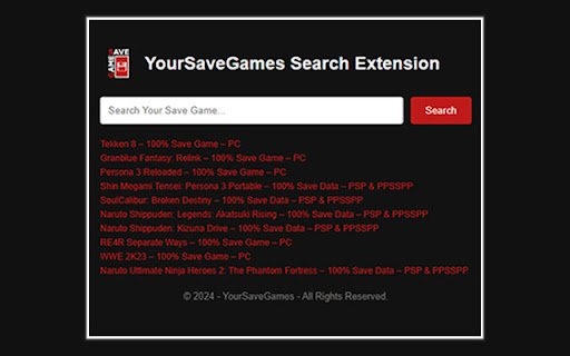 YourSaveGames Search Extension  from Chrome web store to be run with OffiDocs Chromium online