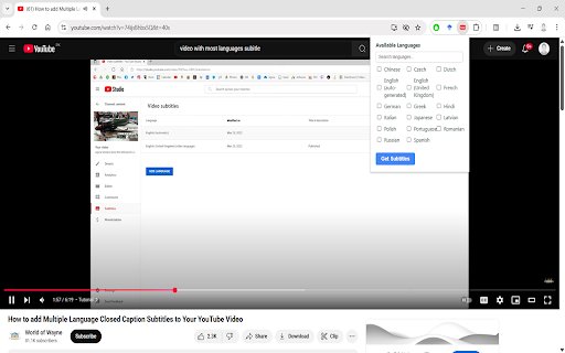 YouSub  from Chrome web store to be run with OffiDocs Chromium online