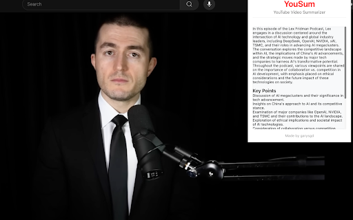 YouSum YouTube Video Summarizer  from Chrome web store to be run with OffiDocs Chromium online