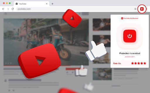 YouTube Ad Blocker  from Chrome web store to be run with OffiDocs Chromium online