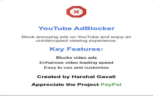 YouTube Ad Blocker  from Chrome web store to be run with OffiDocs Chromium online