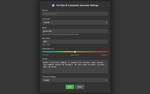 YouTube AI Comments Generator  from Chrome web store to be run with OffiDocs Chromium online