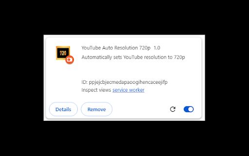 YouTube Auto Resolution 720p  from Chrome web store to be run with OffiDocs Chromium online