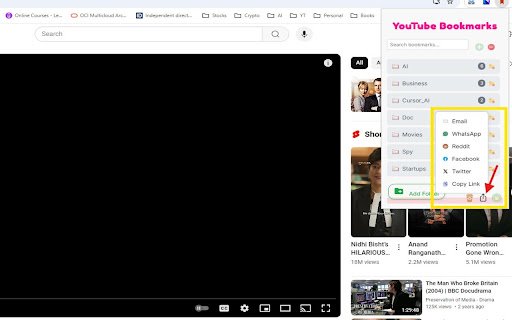 YouTube Bookmarks  from Chrome web store to be run with OffiDocs Chromium online