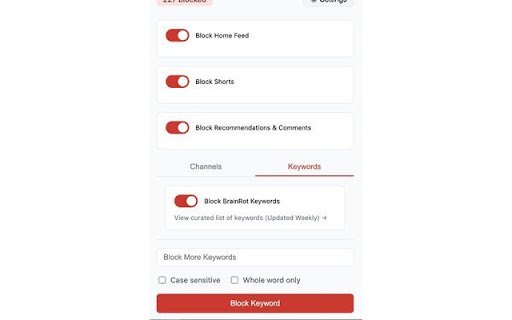 YouTube Brainrot Blocker Advanced filtering for YouTube  from Chrome web store to be run with OffiDocs Chromium online