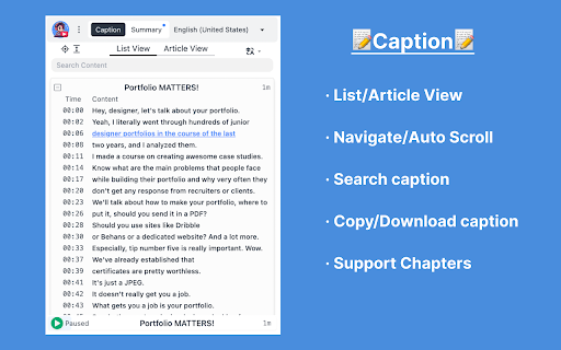 YoutubeCaption천리마체  from Chrome web store to be run with OffiDocs Chromium online