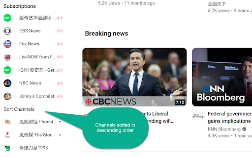 YouTube Channel Sorter  from Chrome web store to be run with OffiDocs Chromium online