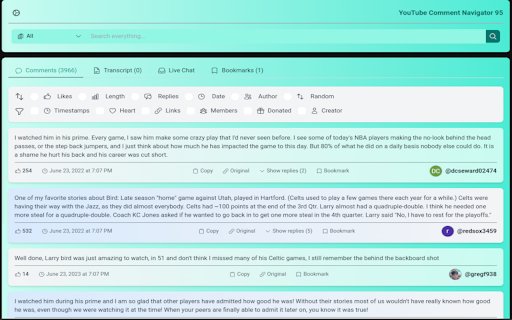 YouTube Comment Navigator 95  from Chrome web store to be run with OffiDocs Chromium online