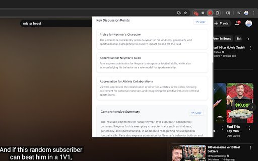 Youtube Comments Analyzer  from Chrome web store to be run with OffiDocs Chromium online