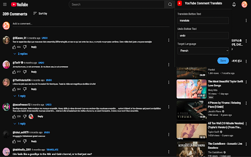YouTube Comment Translate  from Chrome web store to be run with OffiDocs Chromium online