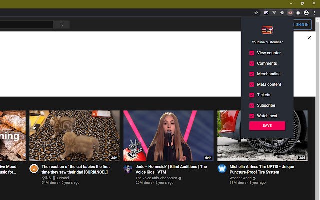 Youtube Customiser  from Chrome web store to be run with OffiDocs Chromium online