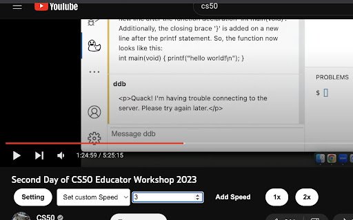 YouTube Custom Playback Speed  from Chrome web store to be run with OffiDocs Chromium online
