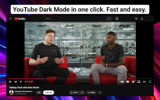 YouTube Dark Mode  from Chrome web store to be run with OffiDocs Chromium online
