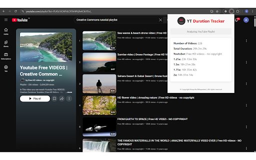 YouTube Duration Tracker  from Chrome web store to be run with OffiDocs Chromium online