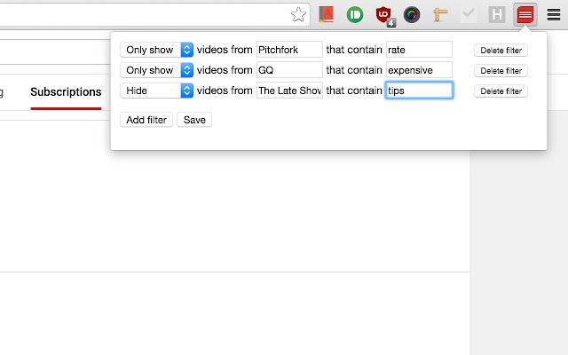 YouTube: Filter Subscriptions  from Chrome web store to be run with OffiDocs Chromium online