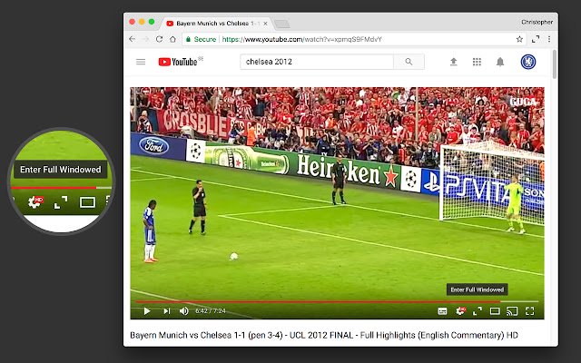 YouTube Full Windowed من متجر Chrome الإلكتروني ليتم تشغيله باستخدام OffiDocs Chromium عبر الإنترنت