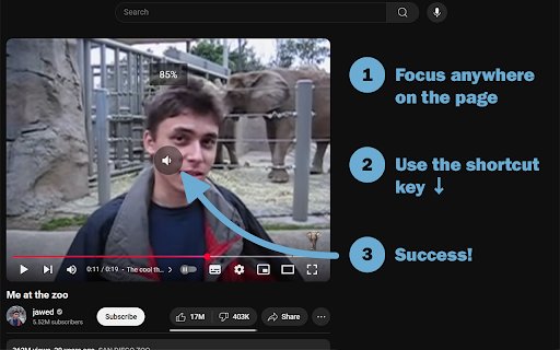 YouTube Global Video Shortcuts  from Chrome web store to be run with OffiDocs Chromium online