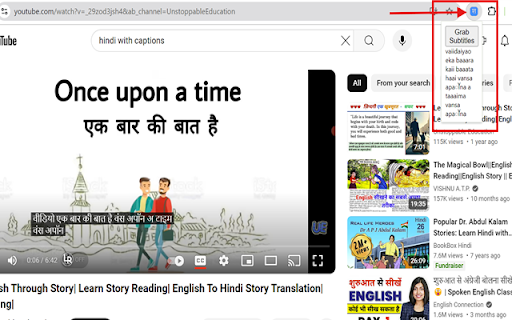 YouTube Hindi Subtitles Transliterator  from Chrome web store to be run with OffiDocs Chromium online