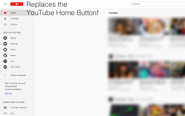YouTube Home Button Changer из интернет-магазина Chrome будет работать с OffiDocs Chromium онлайн