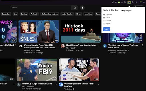YouTube Language Search Shield  from Chrome web store to be run with OffiDocs Chromium online
