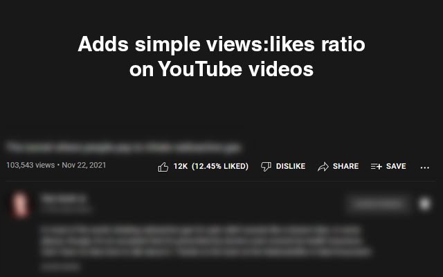YouTube Likes Ratio de Chrome web store se ejecutará con OffiDocs Chromium en línea