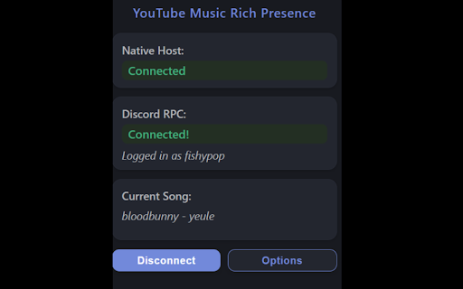 YouTube Music Rich Presence  from Chrome web store to be run with OffiDocs Chromium online