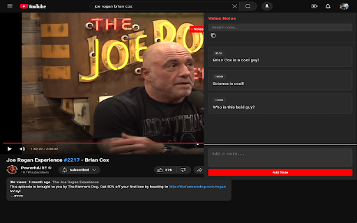 YouTube Notes  from Chrome web store to be run with OffiDocs Chromium online