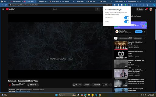 YouTube Overlay Player  from Chrome web store to be run with OffiDocs Chromium online