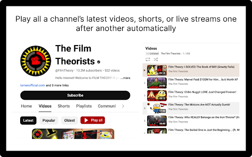 YouTube Play All Button  from Chrome web store to be run with OffiDocs Chromium online