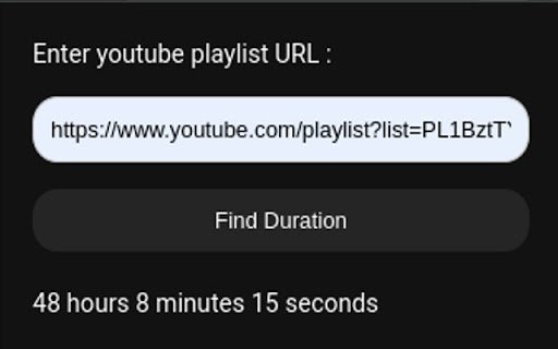Youtube Playlist Duration Calculator  from Chrome web store to be run with OffiDocs Chromium online