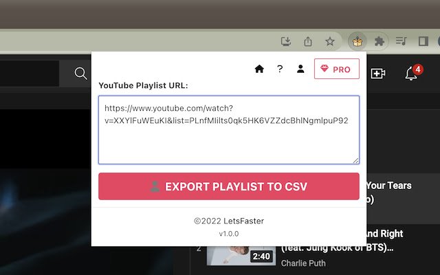 Youtube Playlist Exporter  from Chrome web store to be run with OffiDocs Chromium online