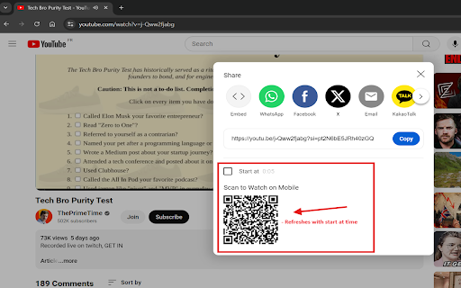 YouTube QR Code Share  from Chrome web store to be run with OffiDocs Chromium online