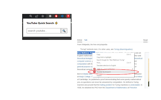 YouTube Quick Search  from Chrome web store to be run with OffiDocs Chromium online