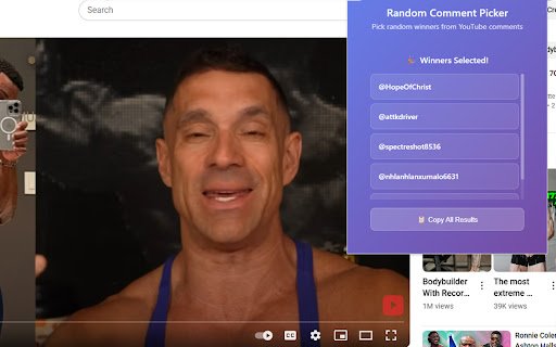 YouTube Random Comment Picker  from Chrome web store to be run with OffiDocs Chromium online