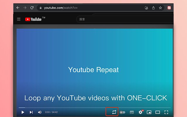 YouTube Repeat Loop beliebiger YouTube-Videos aus dem Chrome-Webshop, die mit OffiDocs Chromium online ausgeführt werden sollen