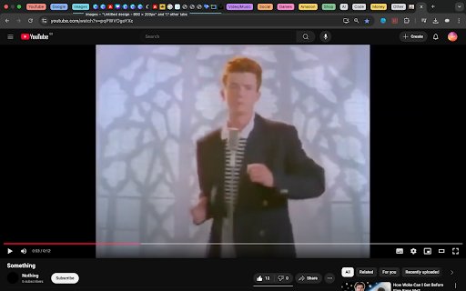 YouTube: Rickrolled  from Chrome web store to be run with OffiDocs Chromium online