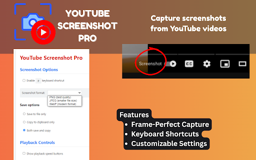 YouTube Screenshot Pro  from Chrome web store to be run with OffiDocs Chromium online