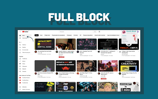 Youtube shorts block  from Chrome web store to be run with OffiDocs Chromium online