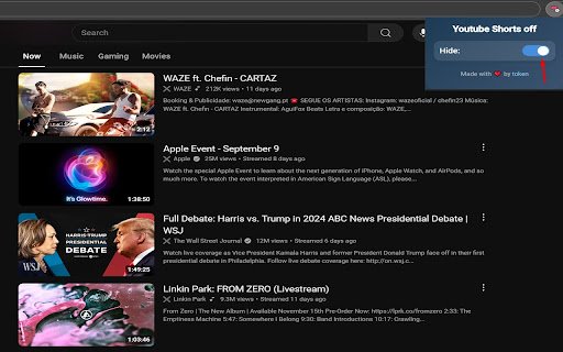 Youtube shorts off  from Chrome web store to be run with OffiDocs Chromium online