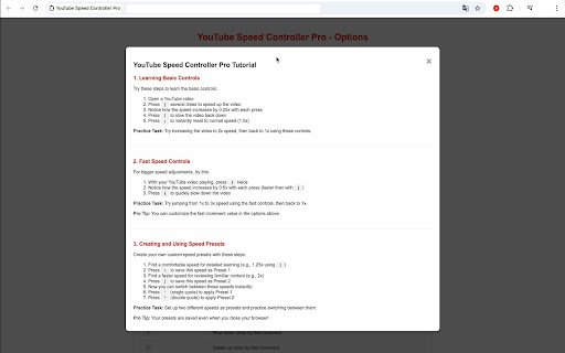 YouTube Speed Controller Pro  from Chrome web store to be run with OffiDocs Chromium online