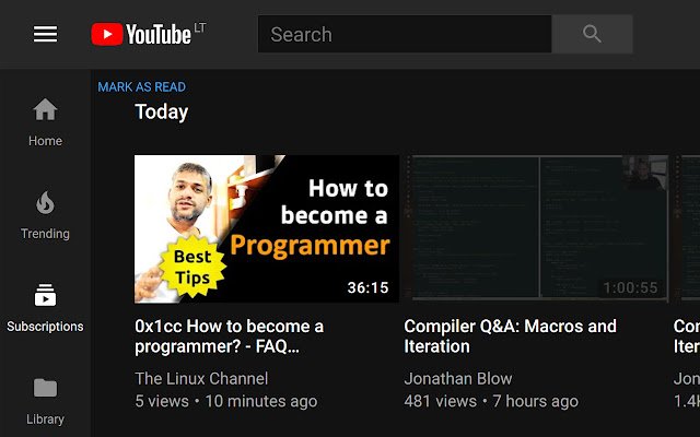 Youtube subscription unread tracker  from Chrome web store to be run with OffiDocs Chromium online