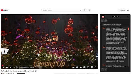 Youtube Subtitles  from Chrome web store to be run with OffiDocs Chromium online