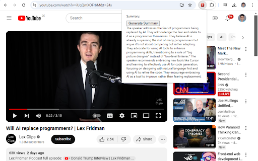 YouTube Summary Generator  from Chrome web store to be run with OffiDocs Chromium online