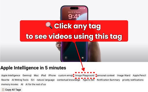 YouTube Tag Extractor  from Chrome web store to be run with OffiDocs Chromium online