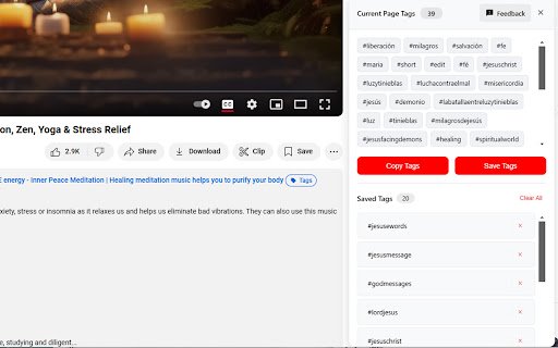 YouTube Tags Extractor  from Chrome web store to be run with OffiDocs Chromium online