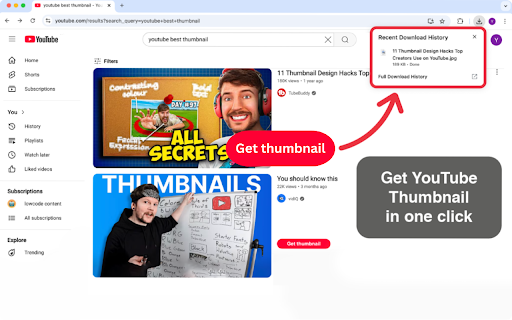YouTube Thumbnail Downloader  from Chrome web store to be run with OffiDocs Chromium online