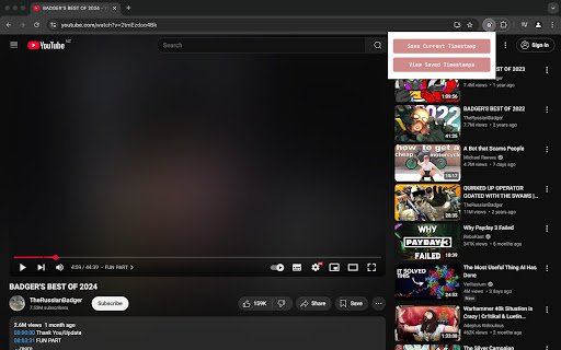 YouTube Timestamp Saver  from Chrome web store to be run with OffiDocs Chromium online