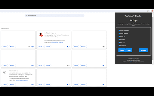 YouTubeTM Blocker  from Chrome web store to be run with OffiDocs Chromium online